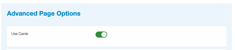 Turning on cards in web pages